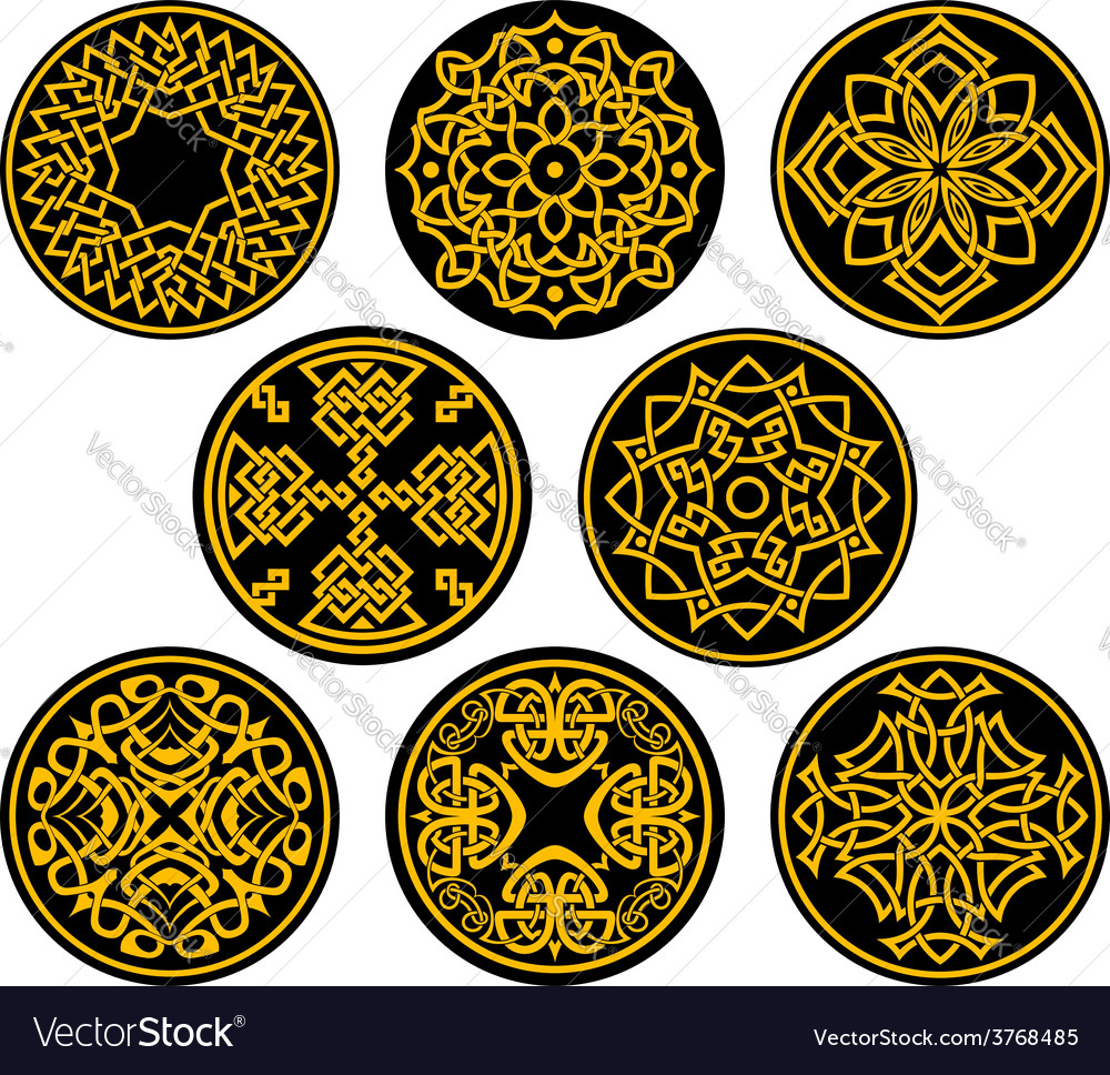 Decorative round intricate patterns Royalty Free Vector