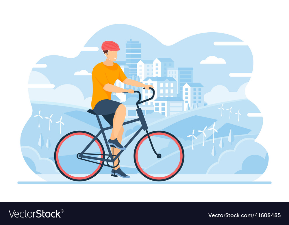 Eco Road Reisen von Mann auf dem Fahrrad gesunde Sportfahrt