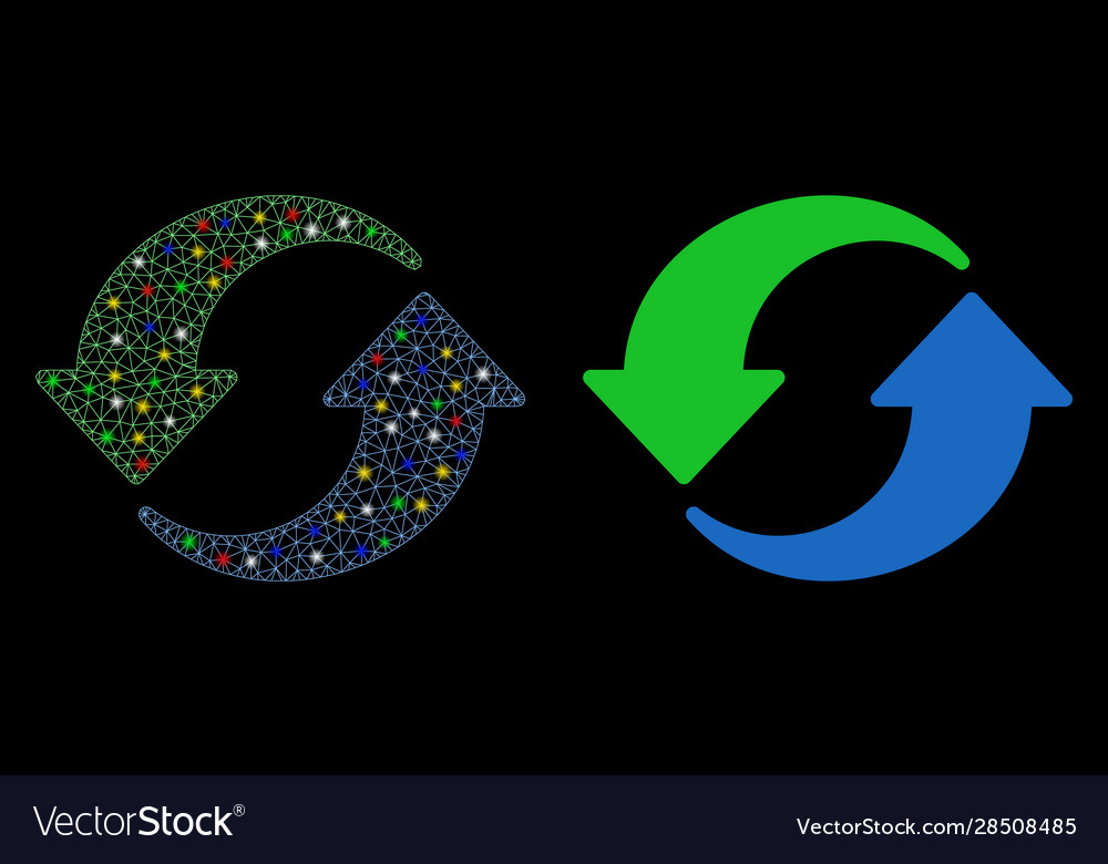 Flare mesh network refresh icon with spots vector image Flare mesh network refresh icon with spots