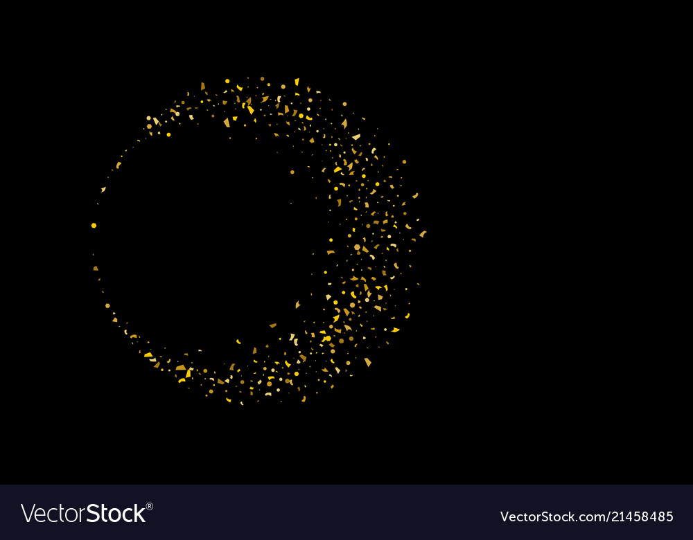 Glitter of golden particles confetti on a black