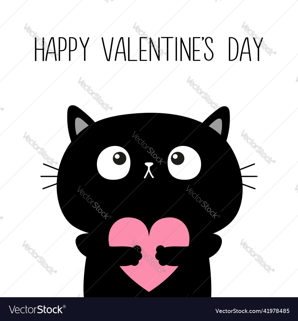 Happy valentines day black cat kitten kitty Vector Image Happy valentines day black cat kitten kitty