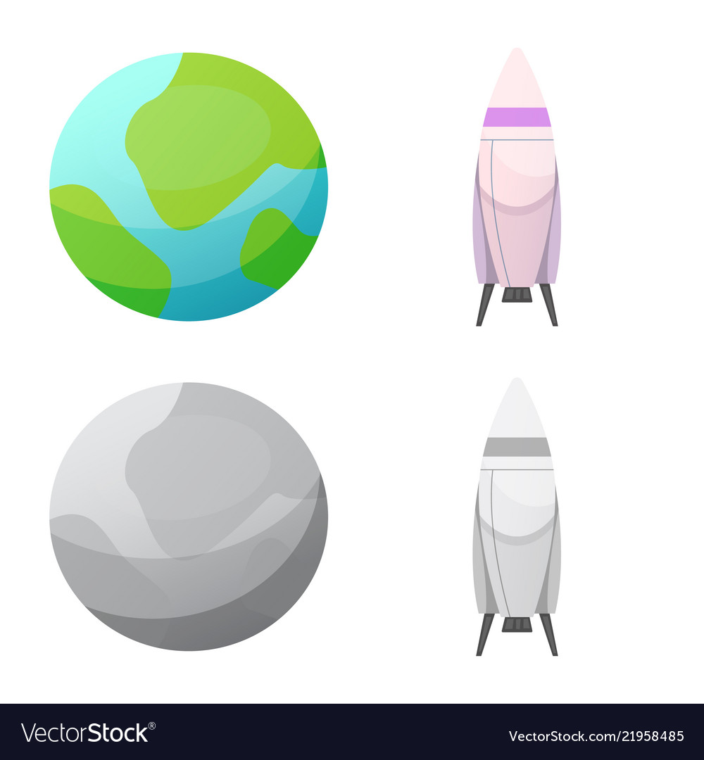 Isolated object of mars and space sign collection vector image Isolated object of mars and space sign collection