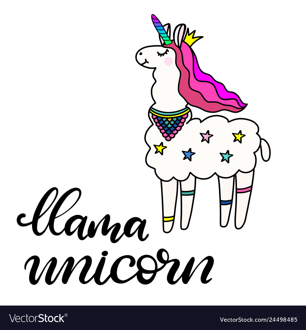 Llama unicorn lettering