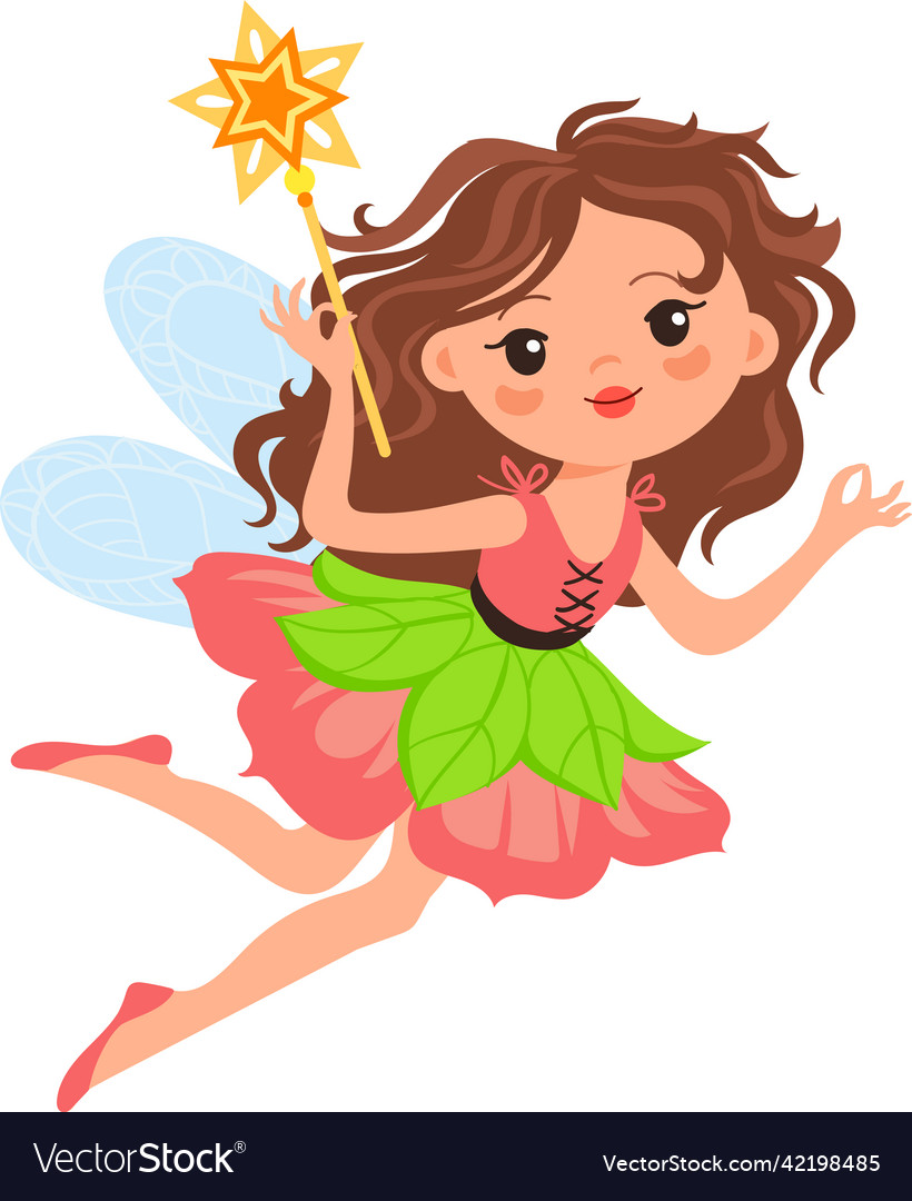 Magic girl from fairytale funny cartoon character Vector Image