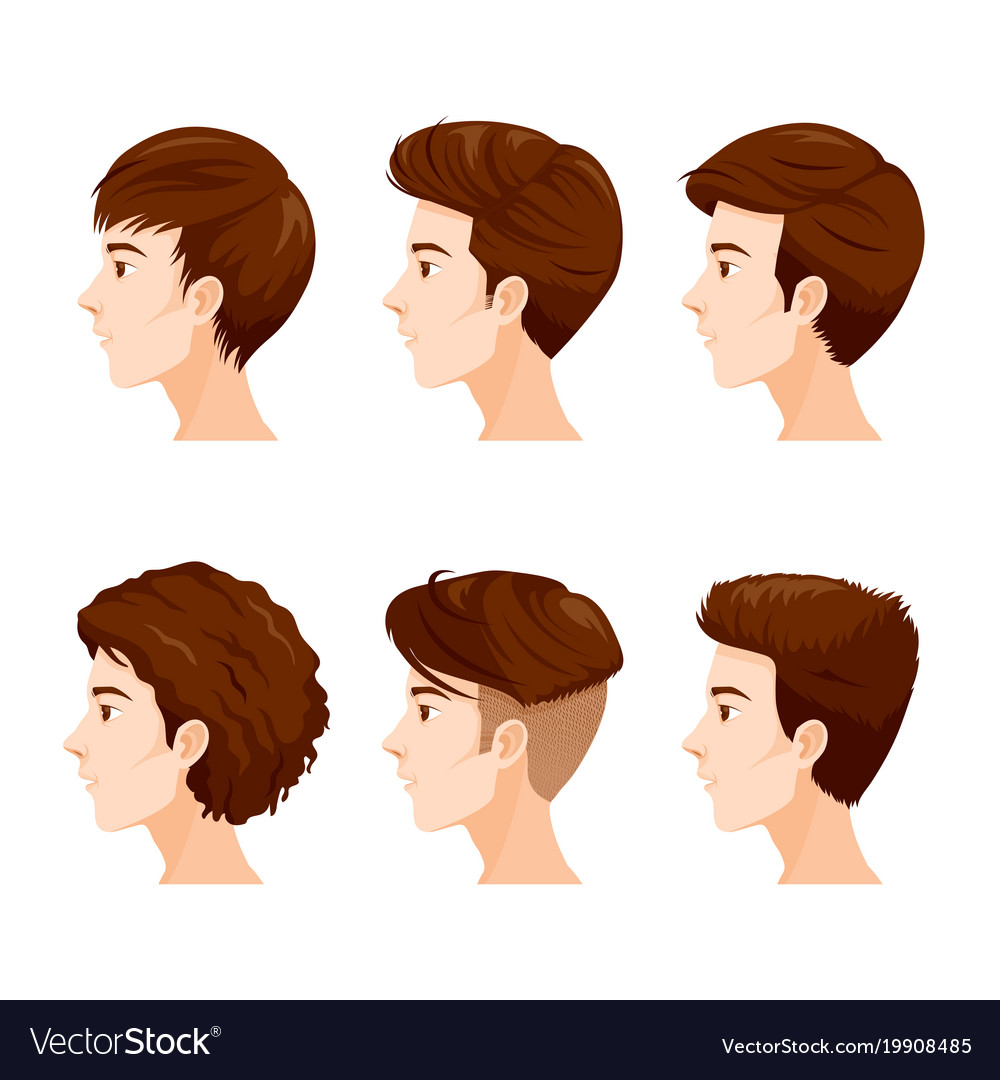Man faces with different hairstyles set Royalty Free Vector Man faces with different hairstyles set Royalty Free Vector