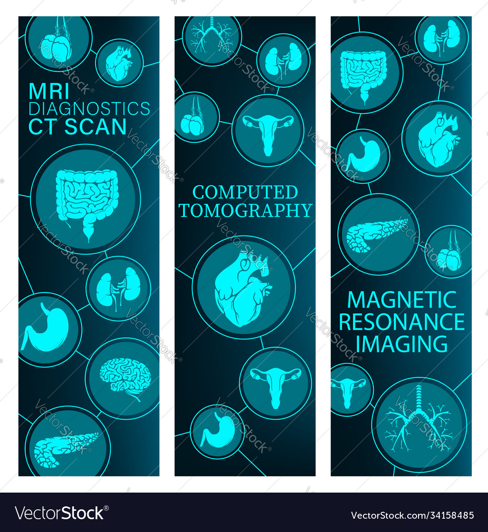 Mri and ct scanning medicine banners Royalty Free Vector