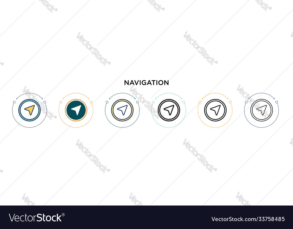 Navigation icon in filled thin line outline