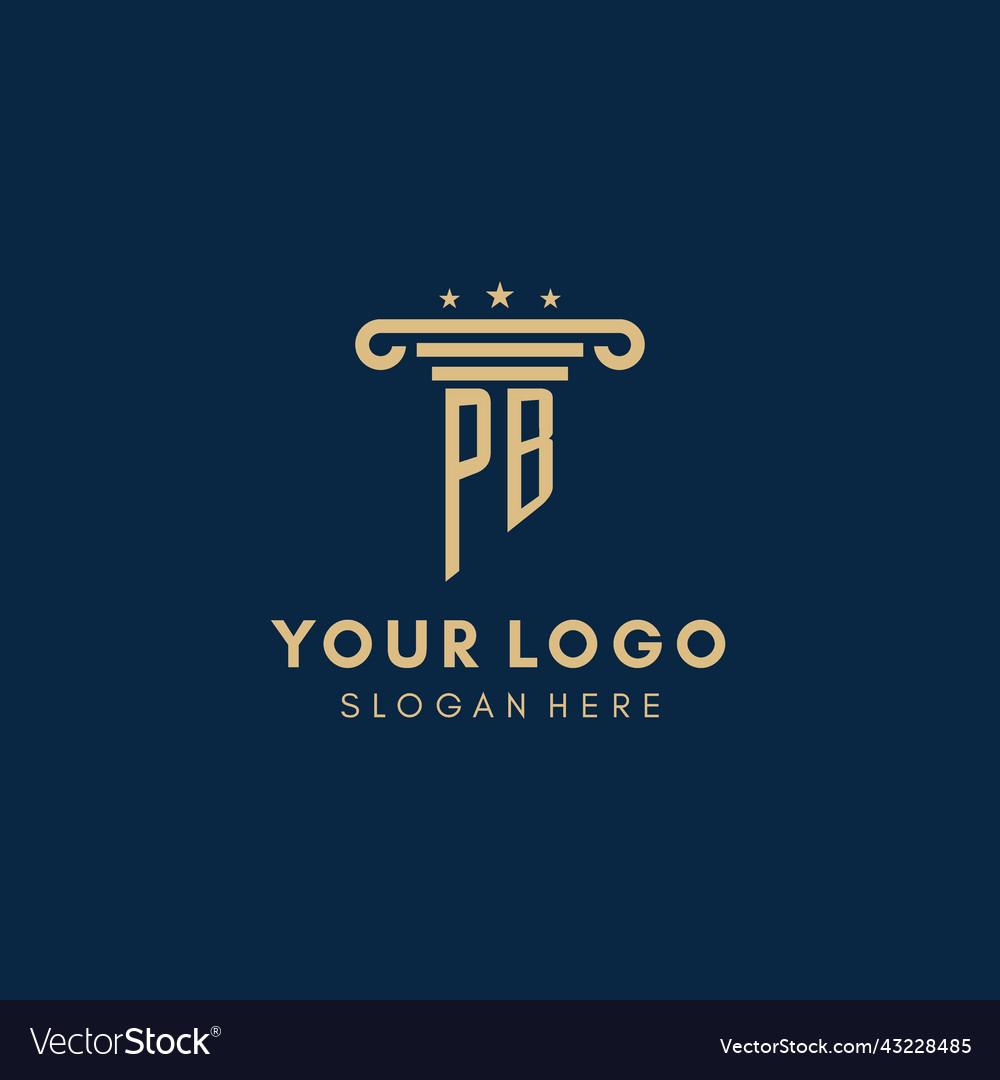 Pb monogram initial logo with pillar and stars Vector Image