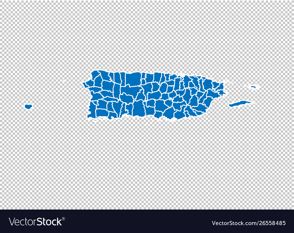 Puerto rico map - high detailed blue Royalty Free Vector