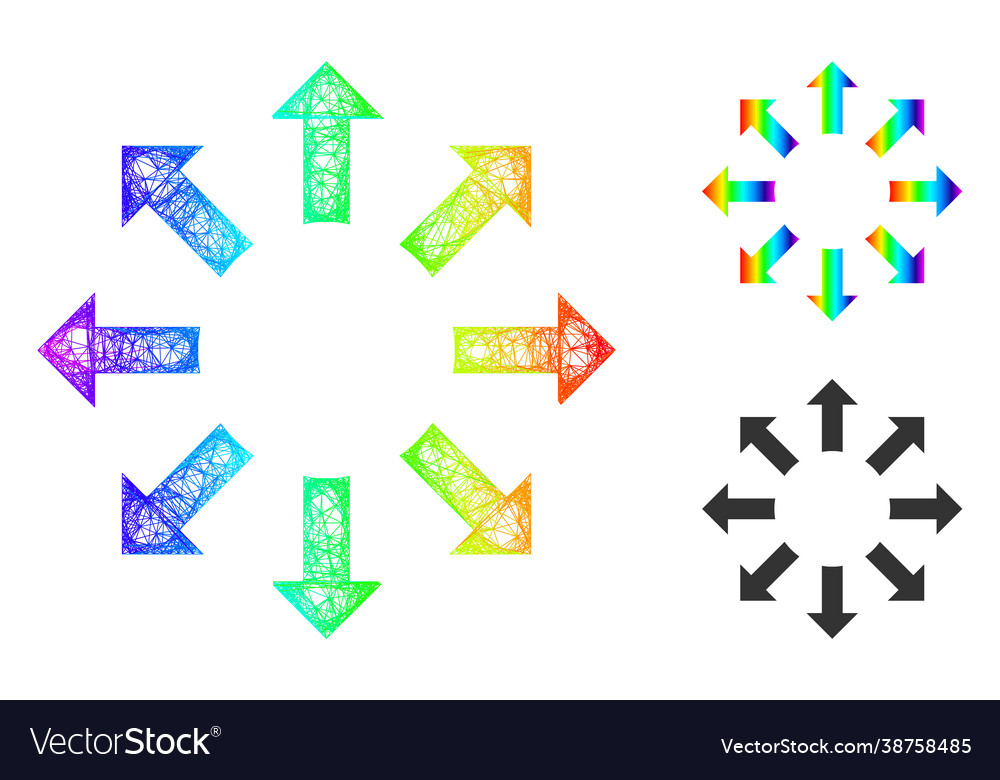 Rainbow net mesh gradient expand arrows icon Vector Image Rainbow net mesh gradient expand arrows icon