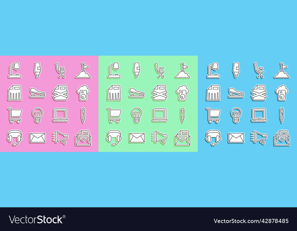 Set line mail and e-mail pencil cloud database vector image Set line mail and e-mail pencil cloud database
