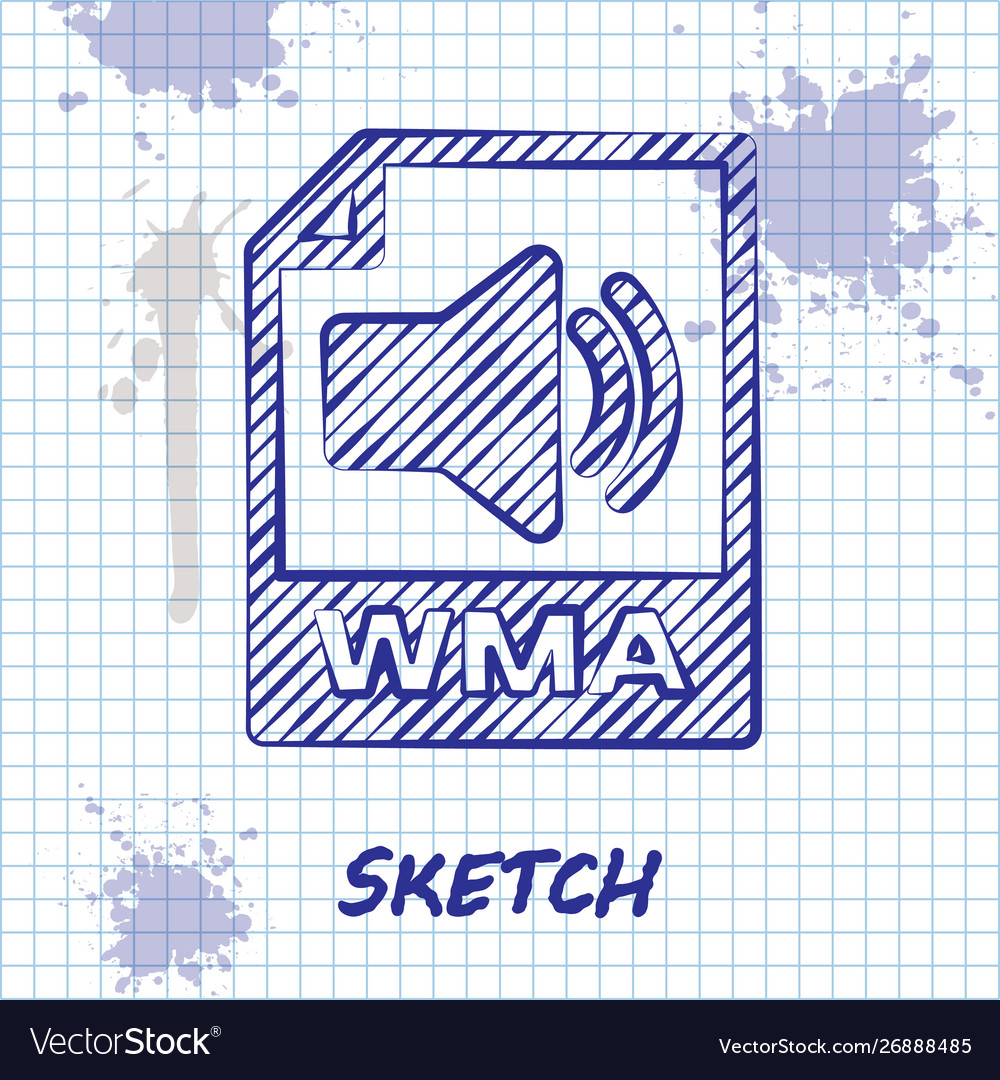 Sketch line wma file document download button Vector Image Sketch line wma file document download button