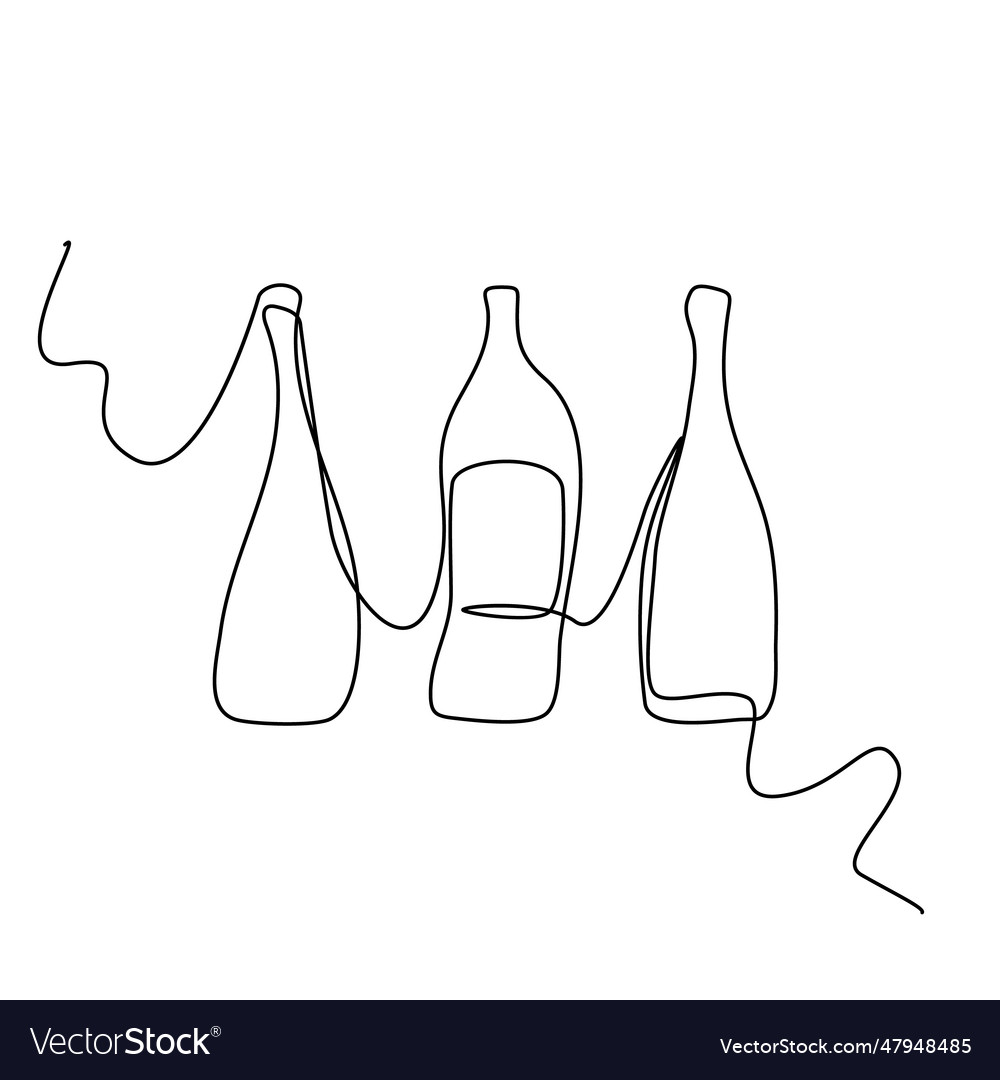 Wine bottle continuous line draw minimalistic Vector Image Wine bottle continuous line draw minimalistic