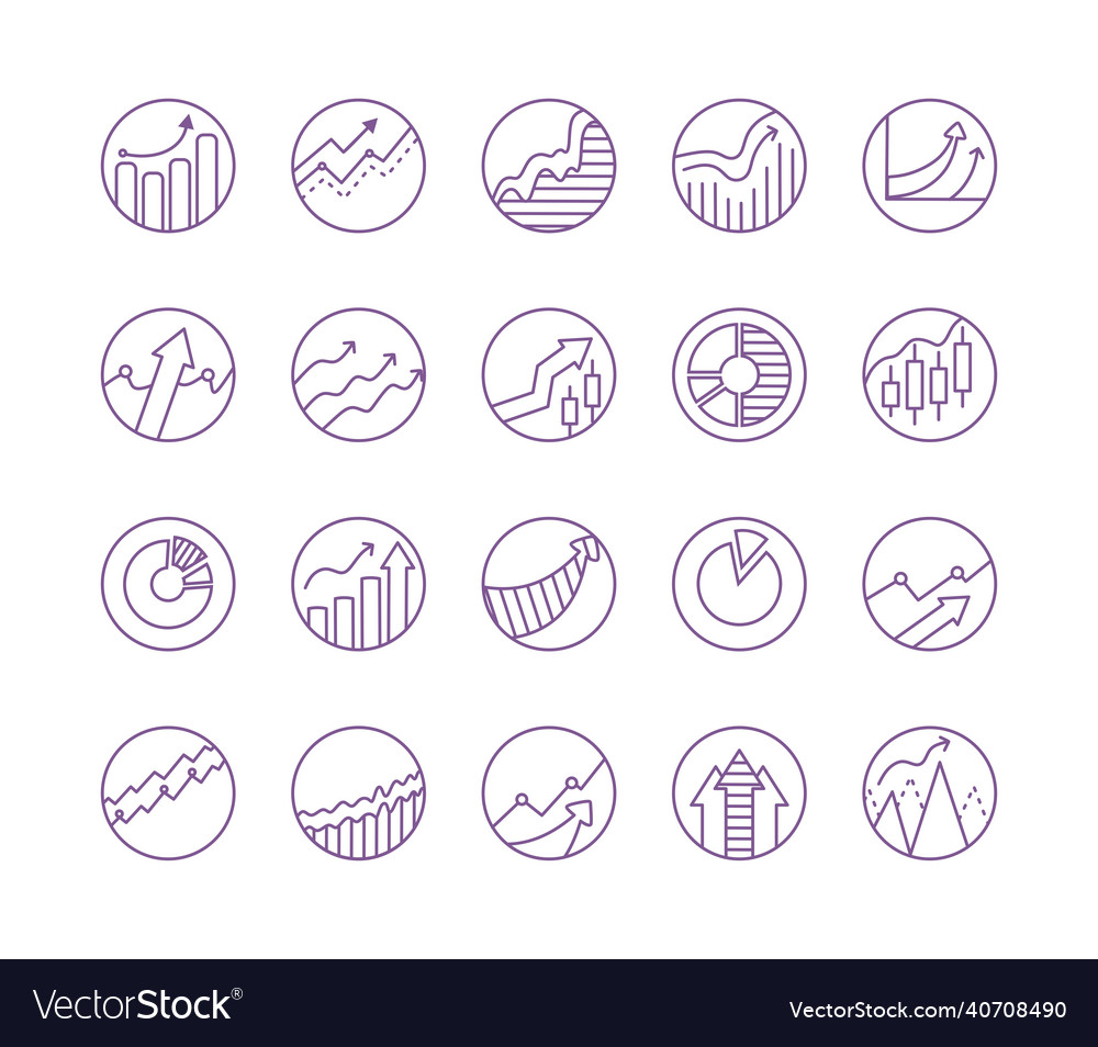 A set of icons for graphs and diagrams vector image A set of icons for graphs and diagrams