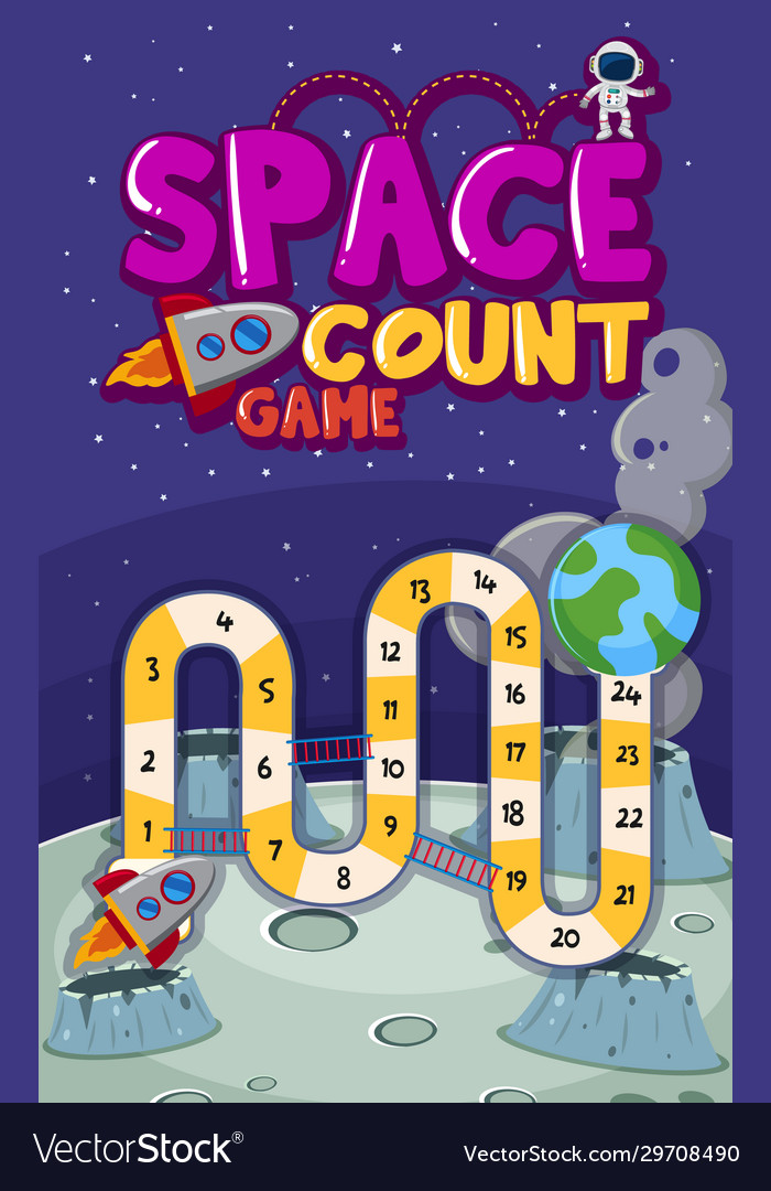 Game template with numbers in space background