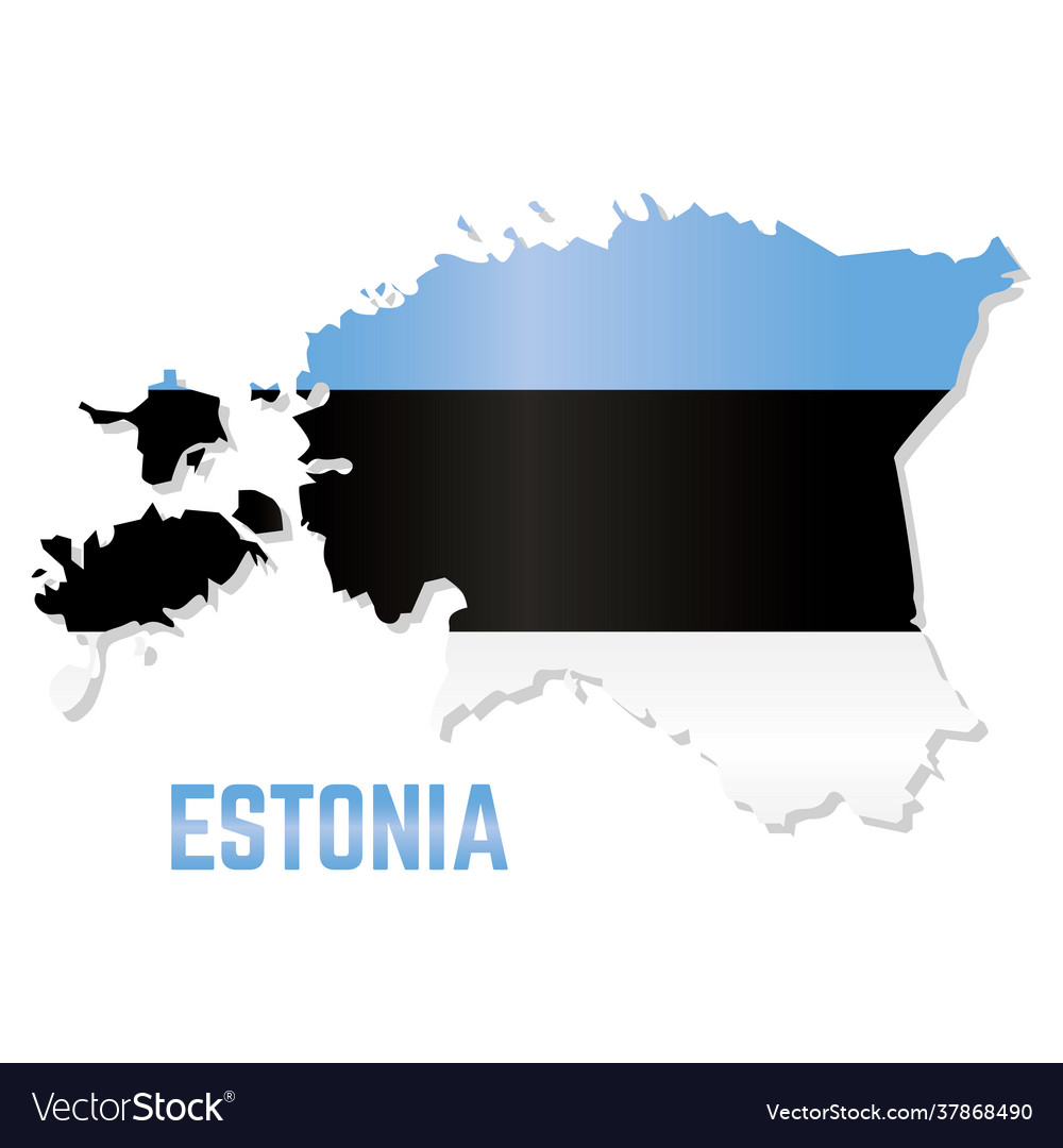 Isolated map with flag estonia