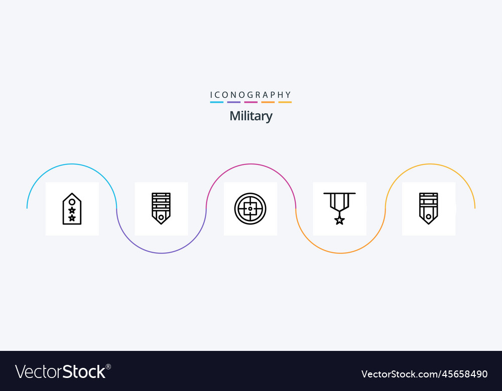 Military line 5 icon pack including insignia