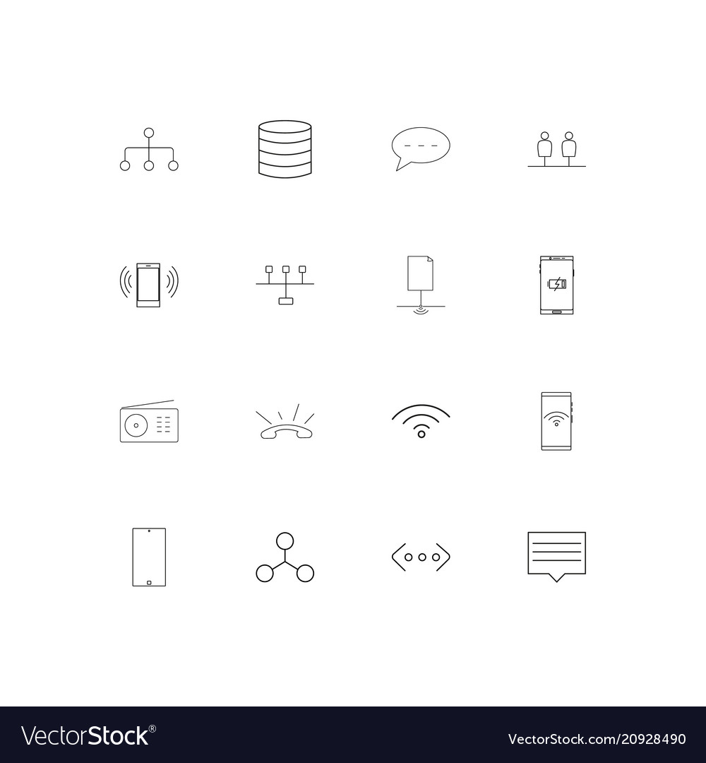 Network and database linear thin icons set
