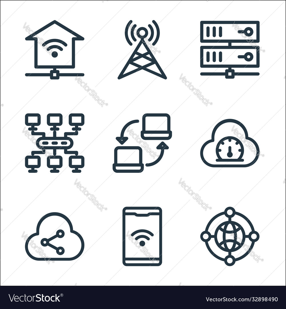 Network line icons linear set quality Vector Image Network line icons linear set quality