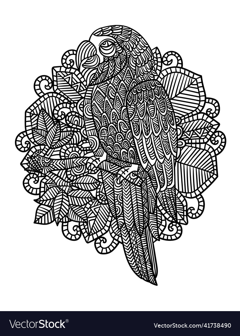 Parrot mandala coloring pages for adults