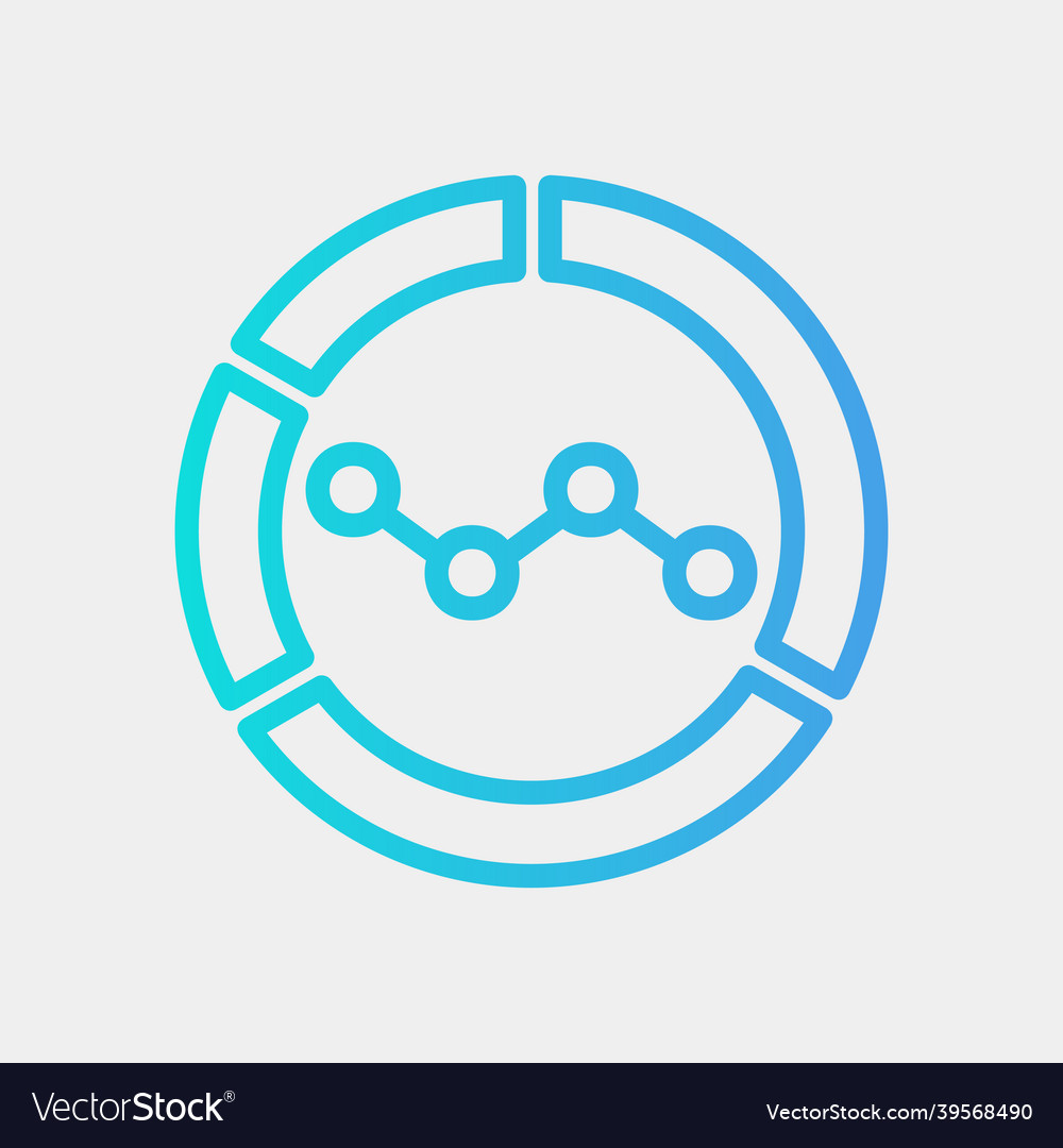 Pie chart icon in gradient style for any projects vector image Pie chart icon in gradient style for any projects