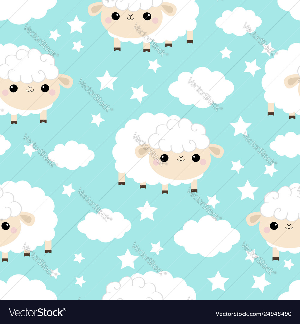 Seamless pattern sheep bacloud star in sky vector image Seamless pattern sheep bacloud star in sky
