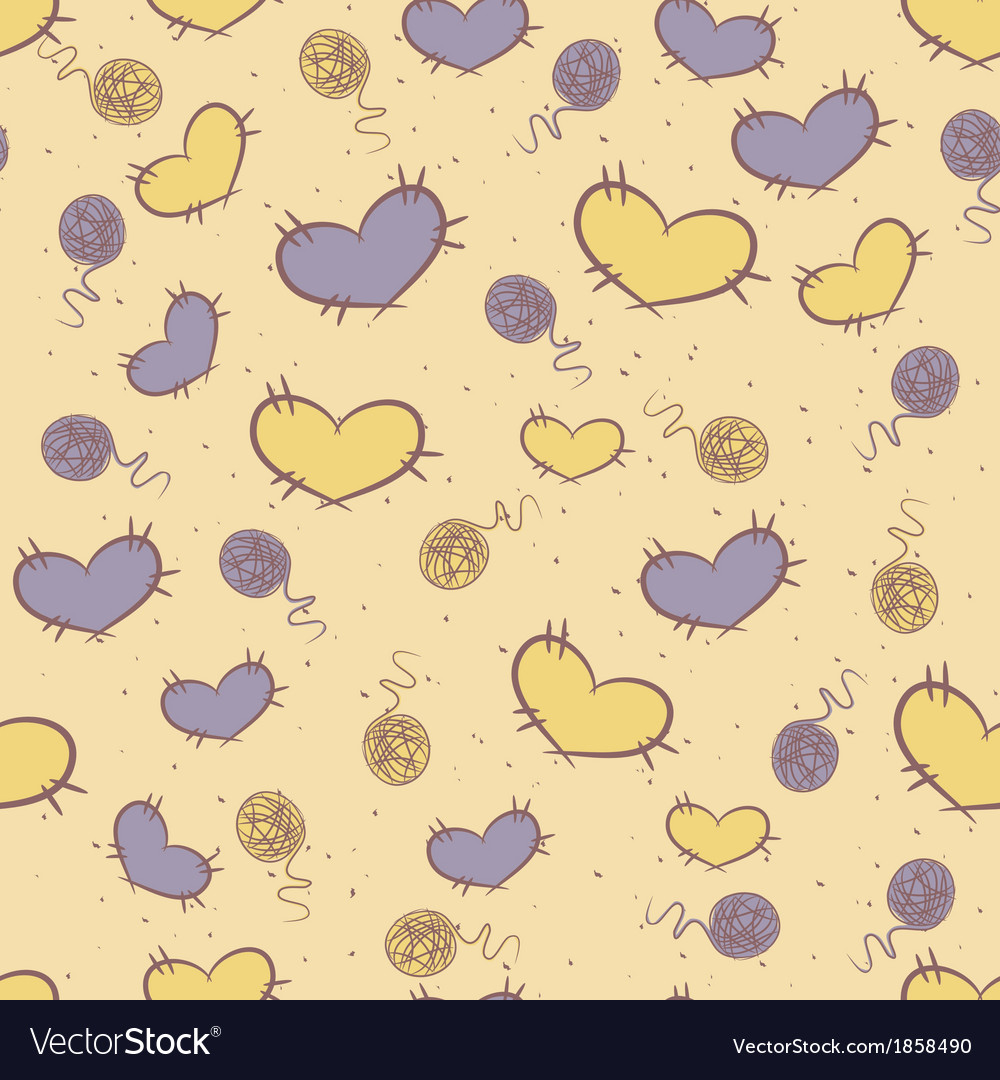 Seamless pattern with patches of hearts