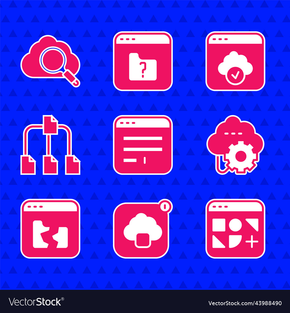 Set browser window cloud technology data transfer vector image Set browser window cloud technology data transfer