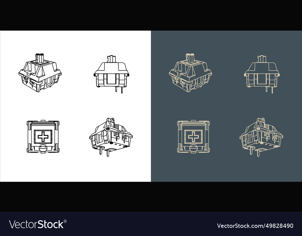 Switch mechanical keyboard wireframe blueprint