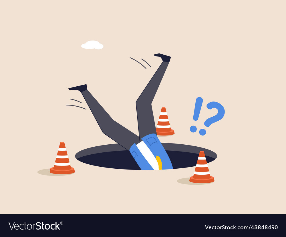 Trouble loss or pitfall concept failure or Vector Image