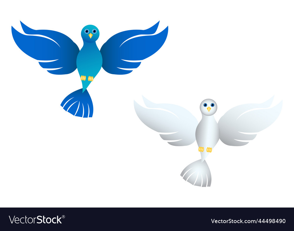 Two different color of dove on a white background Vector Image