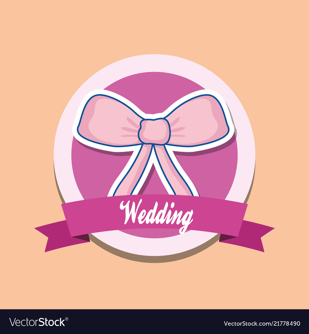 Wedding card with bow ribbon Royalty Free Vector Image