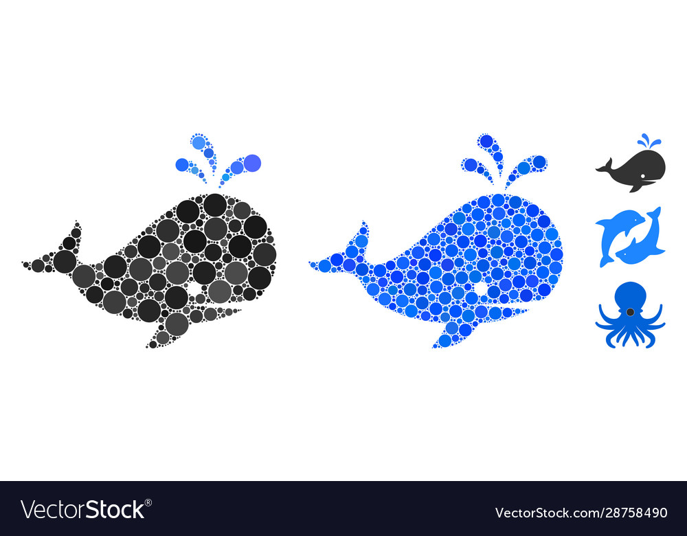 Whale composition icon circle dots vector image Whale composition icon circle dots