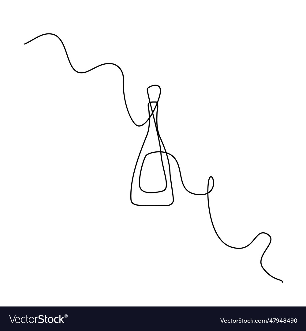 Wine bottle continuous line draw minimalistic