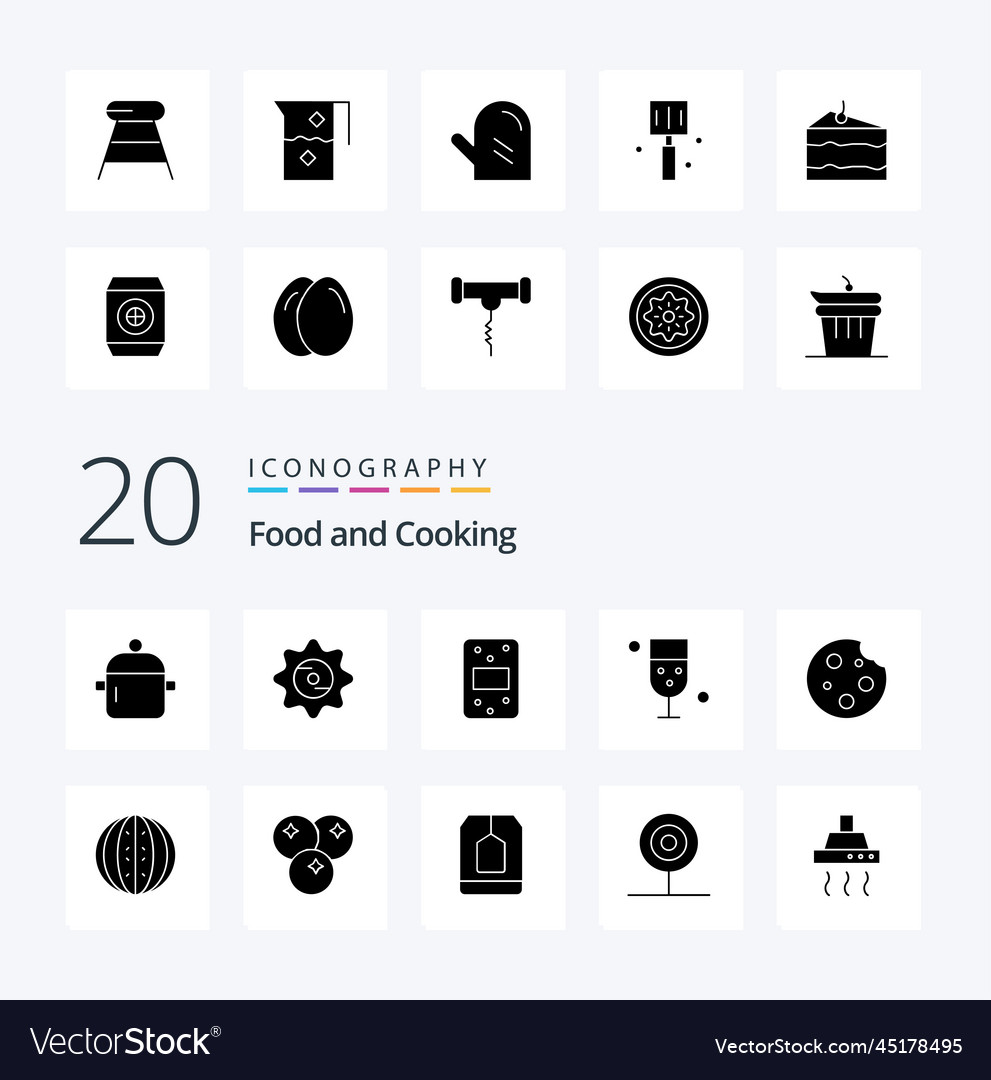 20 food solid glyph icon pack like breakfast