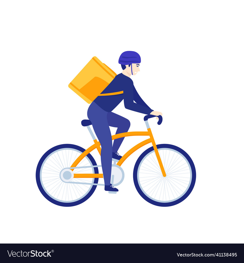 Courier riding bicycle delivery worker on bike