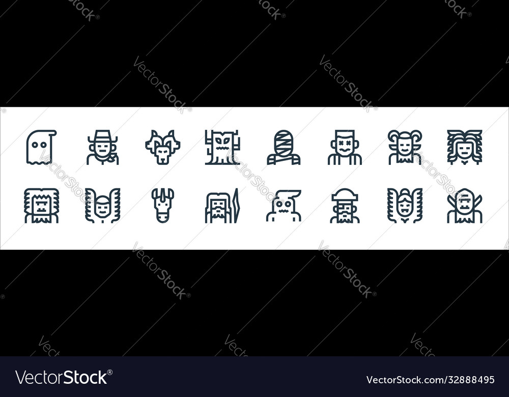 Fantastic characters line icons linear set Vector Image Fantastic characters line icons linear set