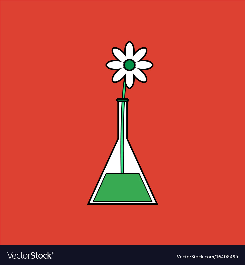 Flat Icon Design Collection Flower In Test Tube Vector Image