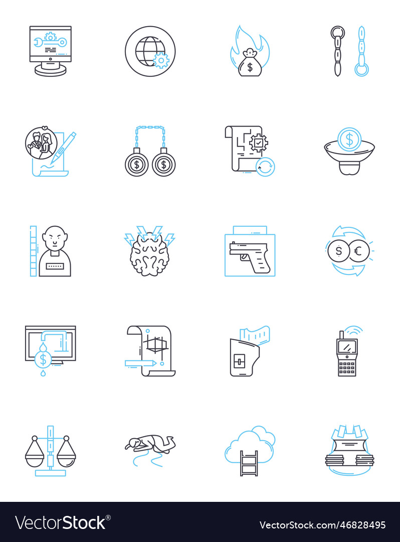 Fraudulence linear icons set deception
