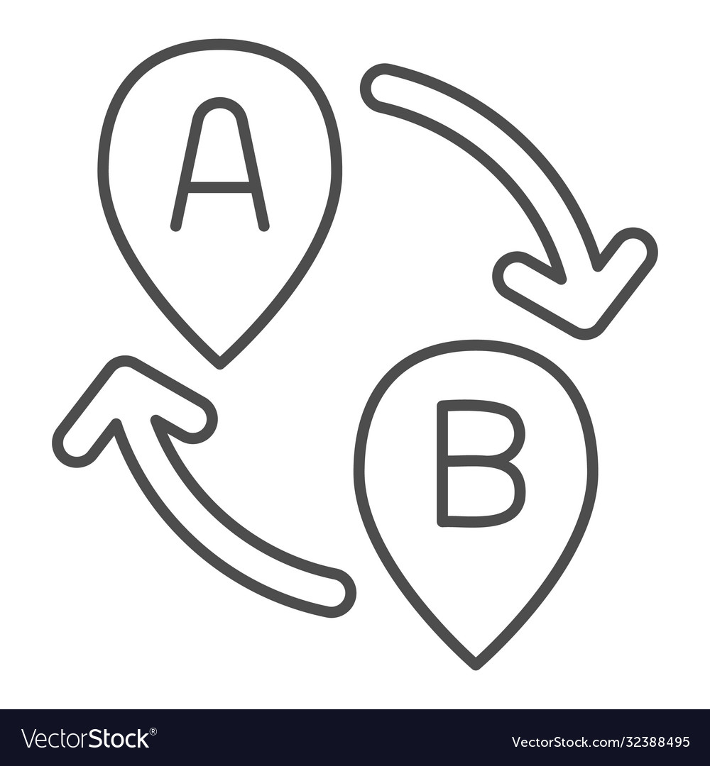 From point a to b thin line icon navigation vector image From point a to b thin line icon navigation