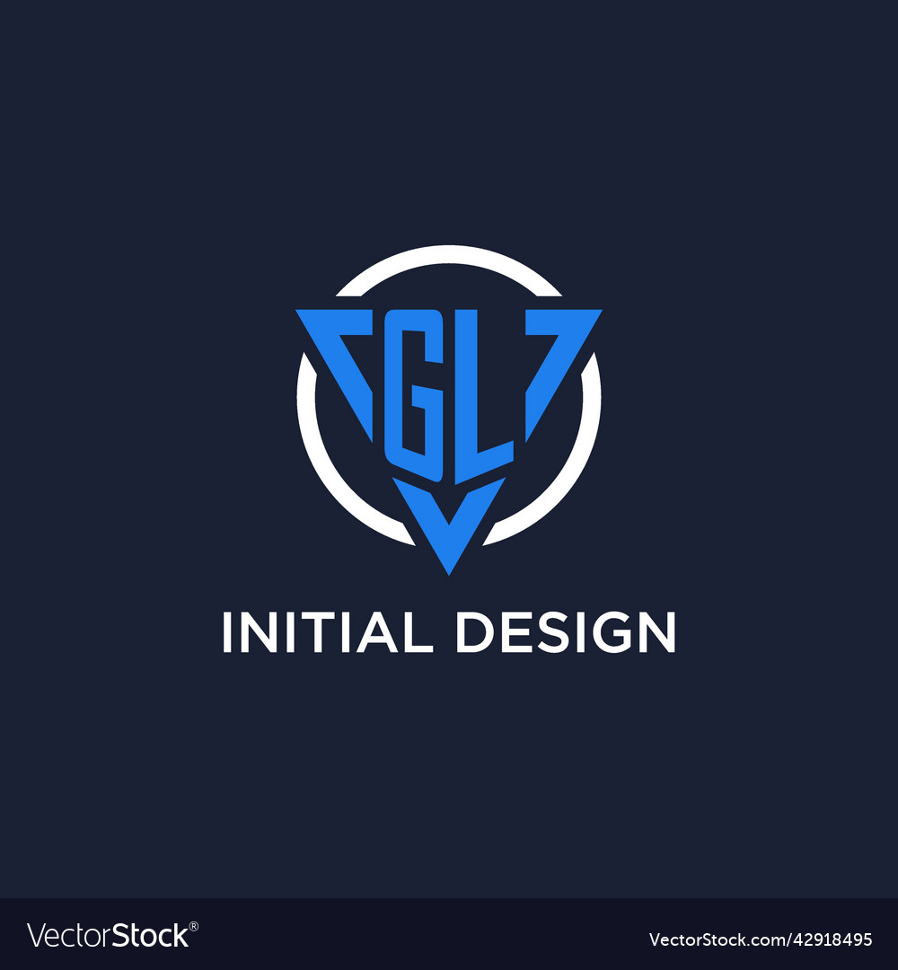 Gl monogram logo with triangle shape and circle