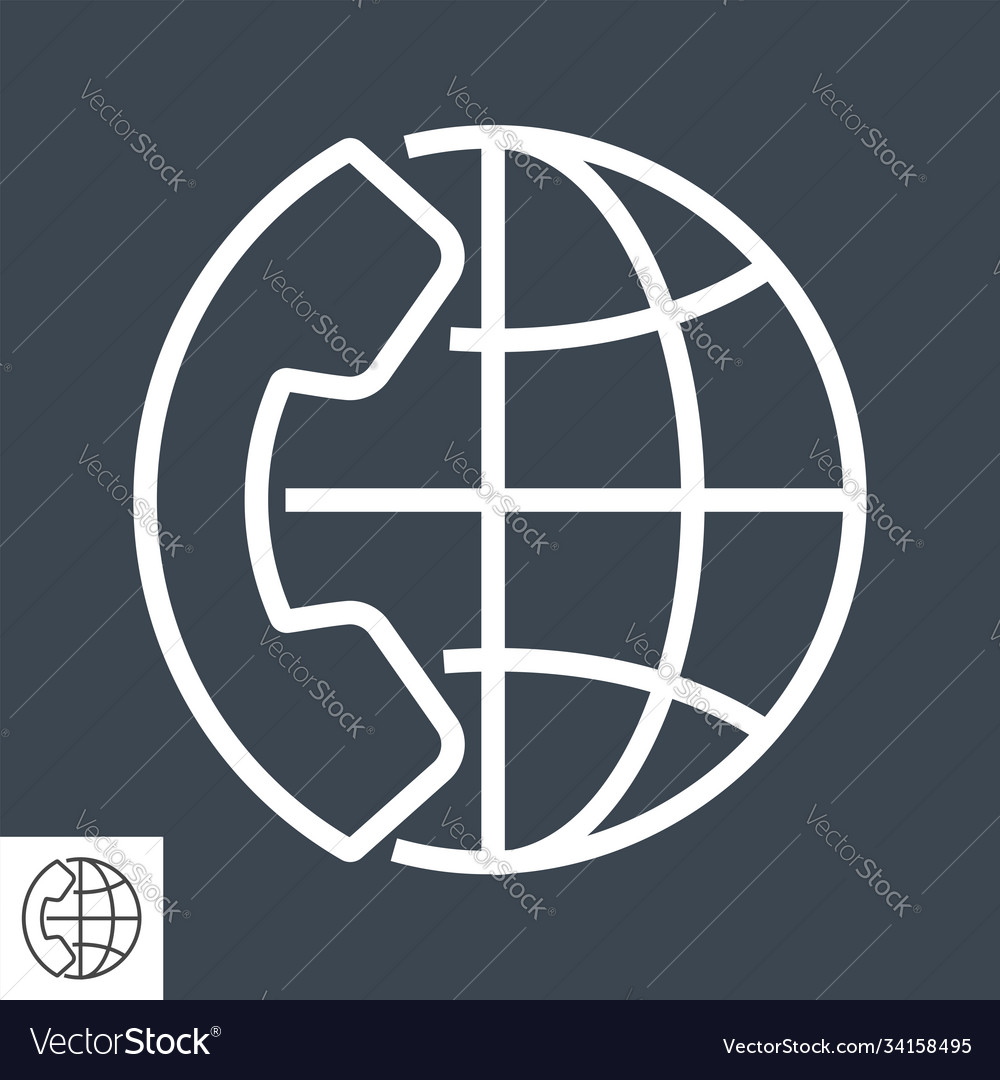 International call thin line icon