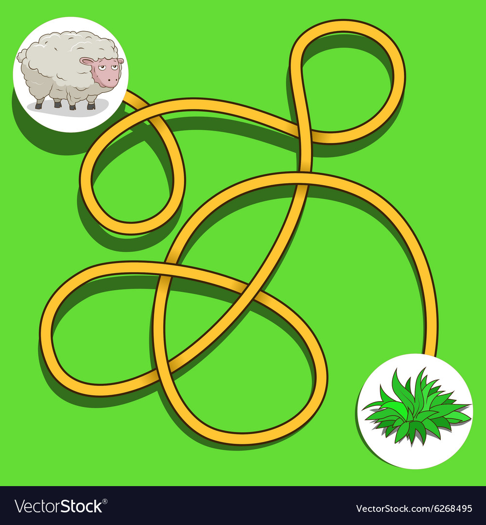 Layout for game labyrinth find a way sheep Vector Image