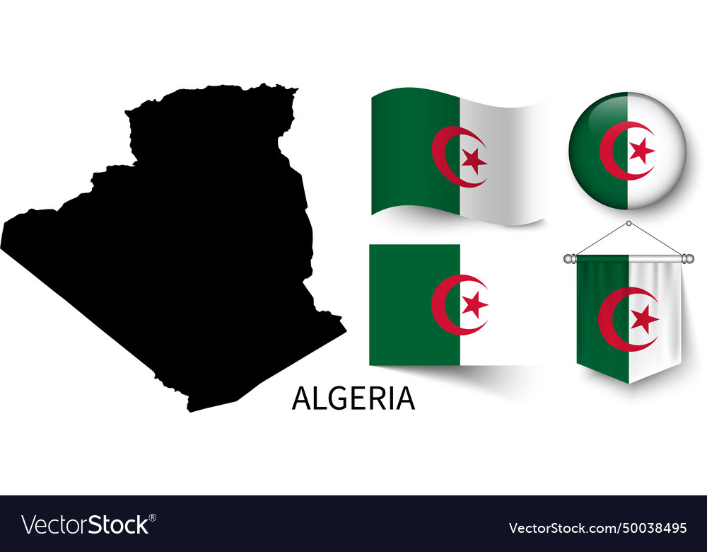 Map of algeria and the various flags