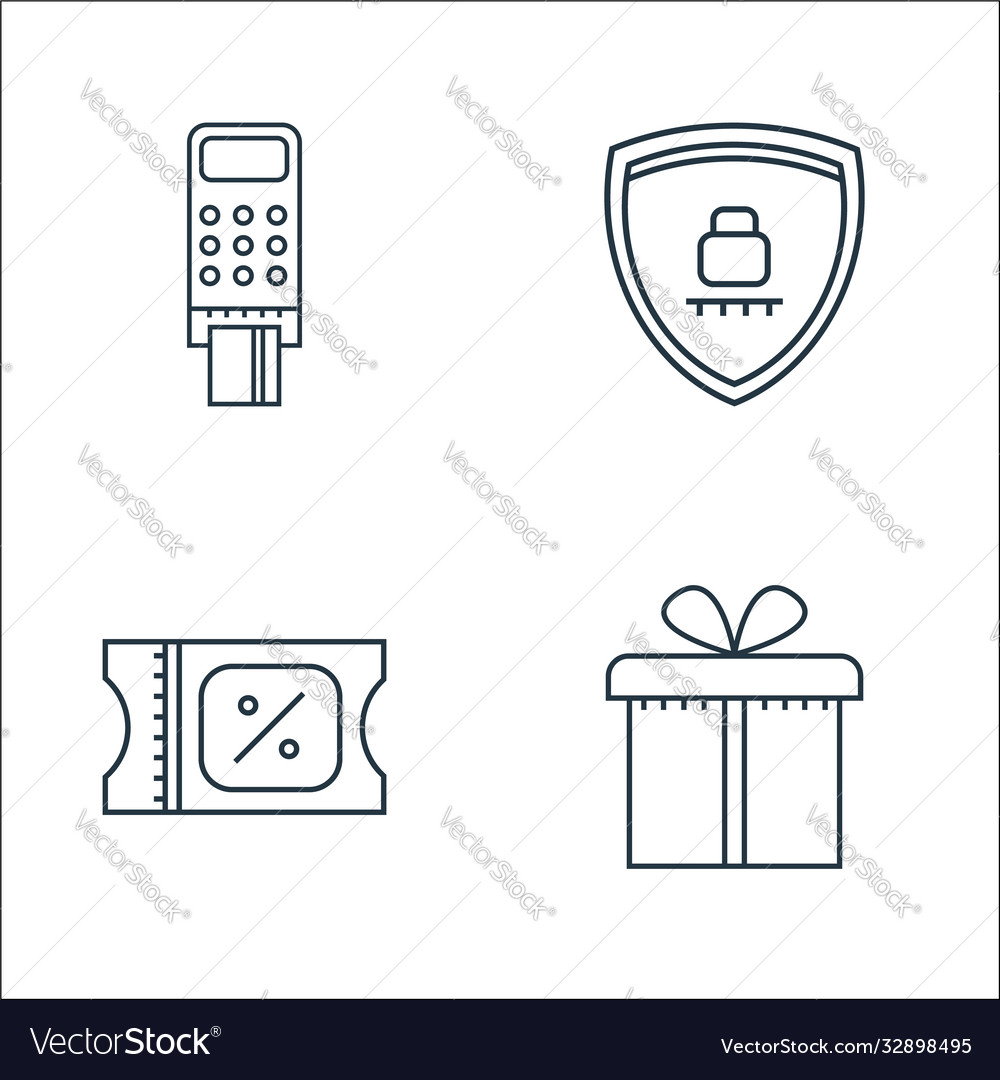 Online shopping line icons linear set quality vector image Online shopping line icons linear set quality
