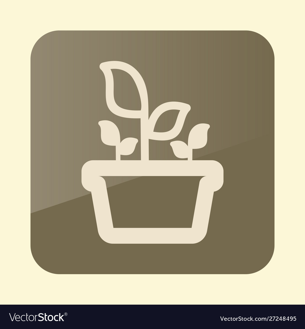 Plant in pot flat icon garden flowerpot