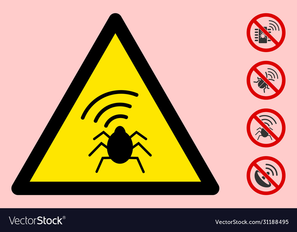 Radio bug warning triangle sign icon Vector Image Radio bug warning triangle sign icon