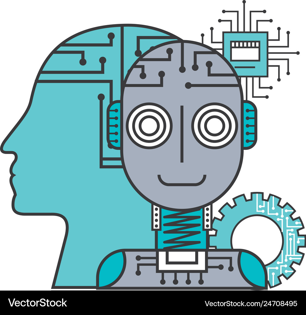 Robot artificial intelligence human profile Vector Image