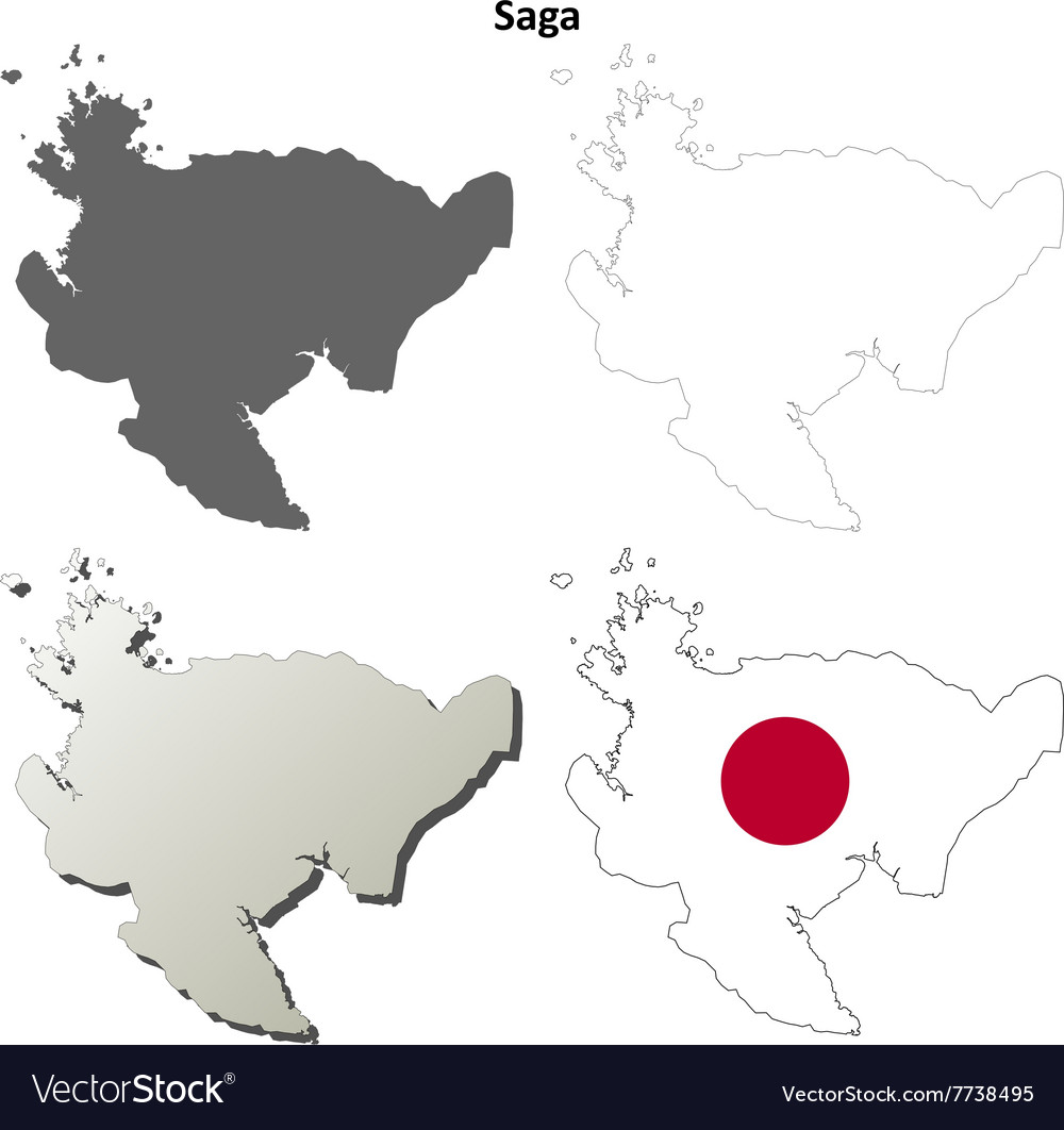 Saga blank outline map set