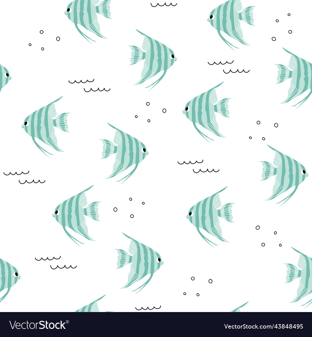Seamless pattern with scalaria fish